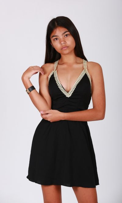 Fiesta Forever Dress - Black and Gold front