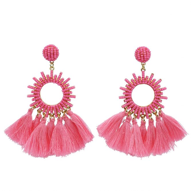 Ariel Tassel Earrings pink