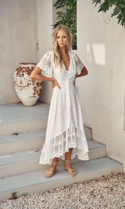 Snow White Lace Angel Maxi Dress - Jaase