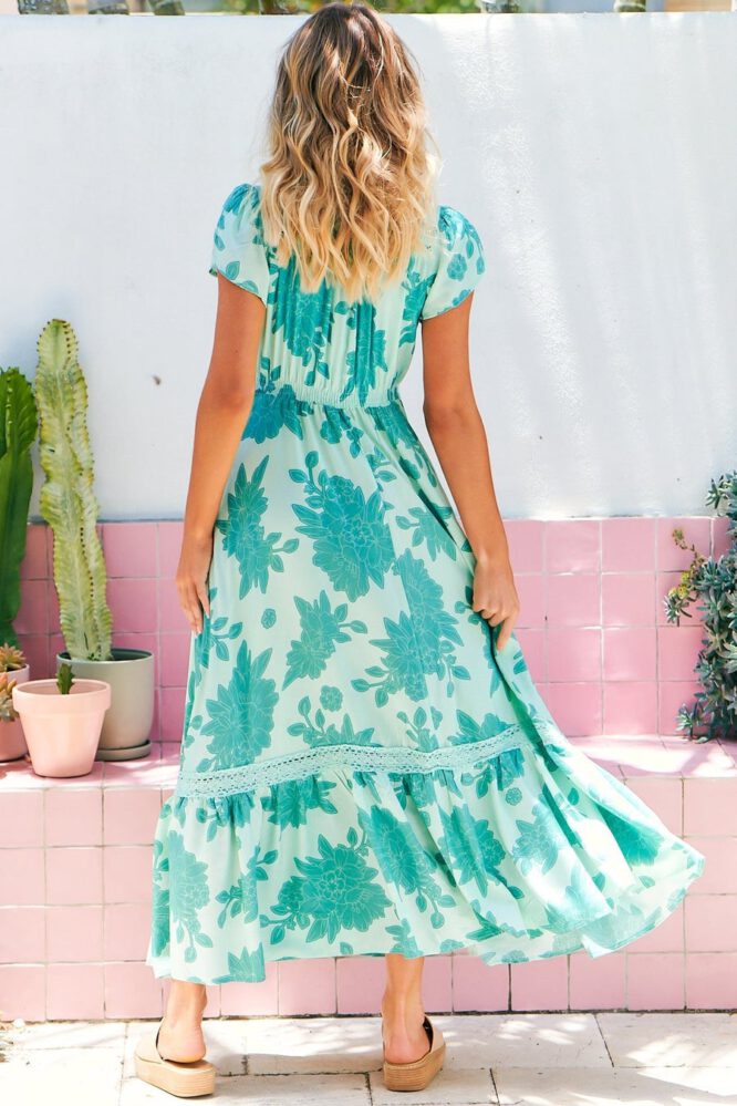 Capri Sea Print Carmen Maxi Dress - Jaase
