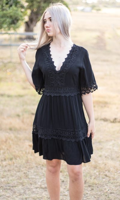 Floyd Black Mini Dress - Lorraine Designs